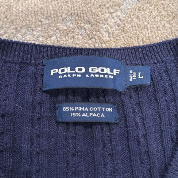 Polo Golf rope knit sweater vest size L in GUC no flaws 85 cotton 15 alpaca - Picture 2 of 4